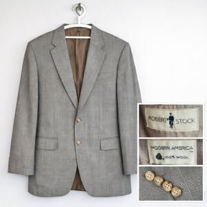 Vintage Robert Stock Wool Glen Plaid Sport Coat Blazer USA Classic Mens Preppy